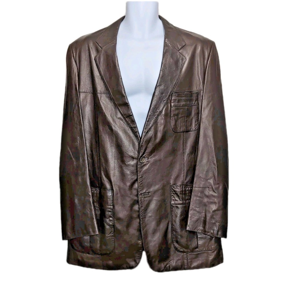Vtg Dunhill San Francisco Leather Safari Blazer Jacket Mens L / 44 Brown Hungary